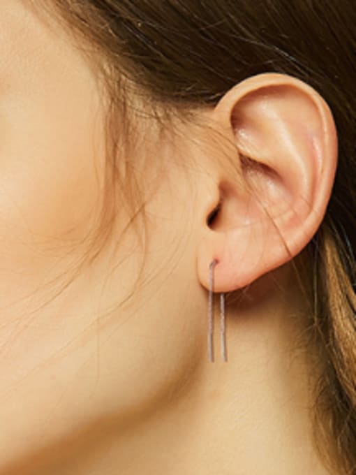 CEIDAI Simple Asymmetrical Personalized 925 Silver Line Earrings 1