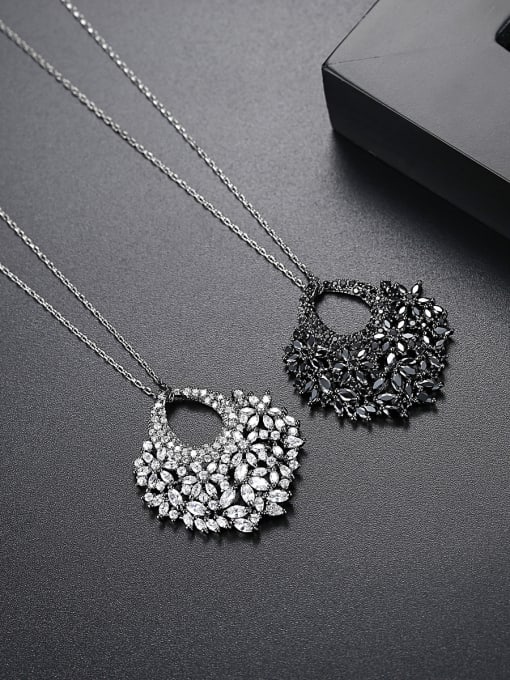 BLING SU Fashion fan AAA zircon dinner Necklace Gift 0