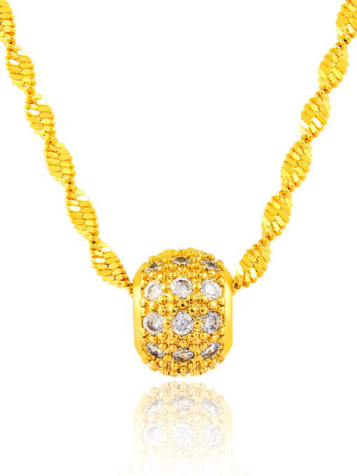 Yi Heng Da Fashionable Geometric Shaped Zircon 24K Gold Plated Necklace 0