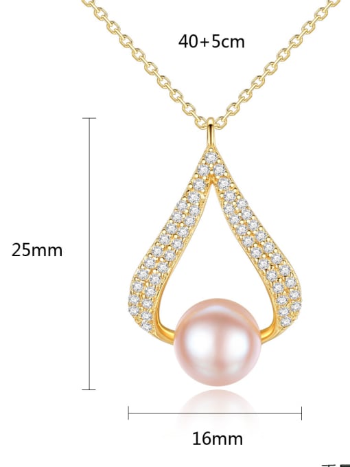 CCUI 925 Sterling Silver With Artificial Pearl Simplistic Geometric Necklaces 3