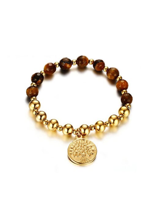 CONG Exquisite Gold Plated Stone Stainless Steel Bracelet