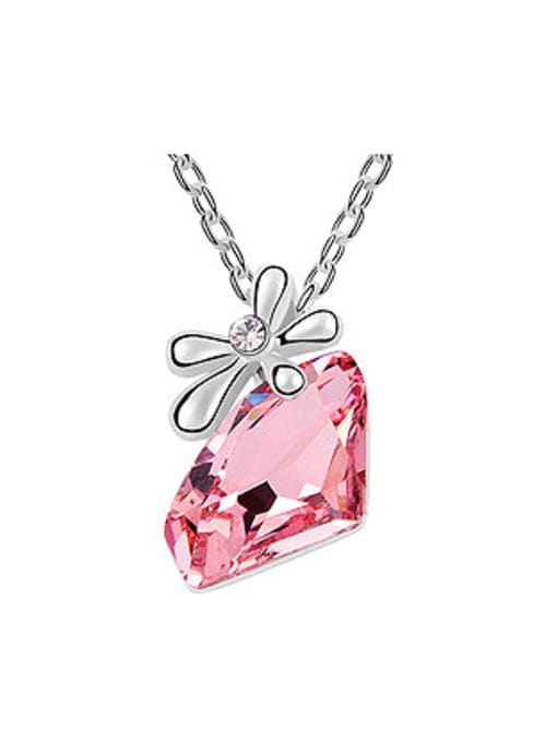 QIANZI Fashion Clear austrian Crystal Flower Alloy Necklace 0