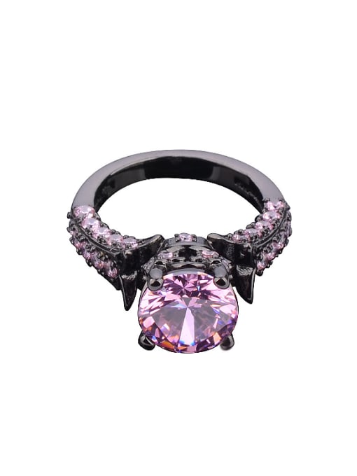 Wei Jia Exaggerated Purple Zirconias Copper Black Ring 0