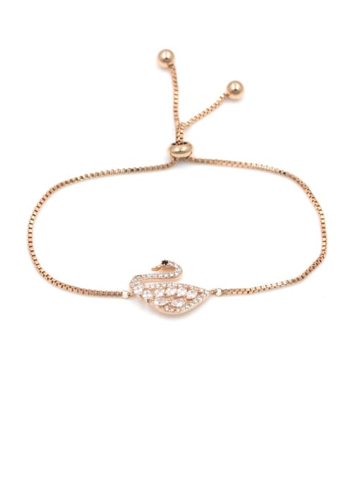 Rose Gold Copper With  Cubic Zirconia Simplistic Swan Adjustable Bracelets