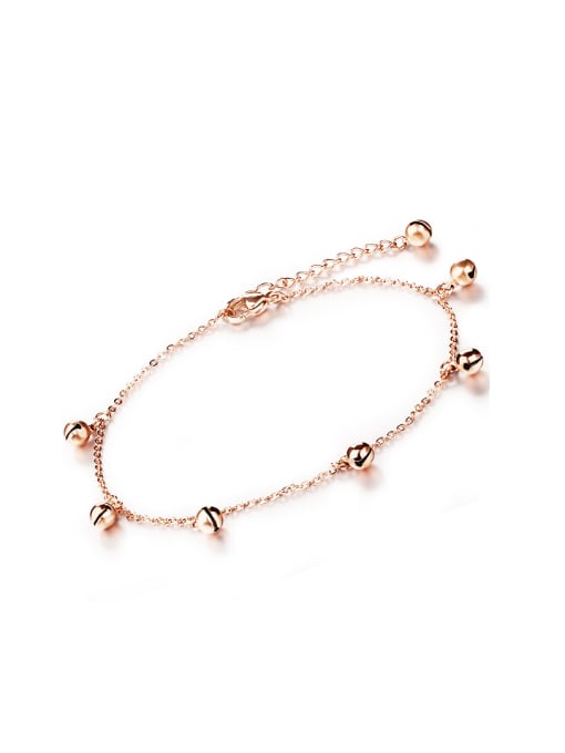 Open Sky Classical Little Bells Rose Gold Plated Titanium Anklet 0