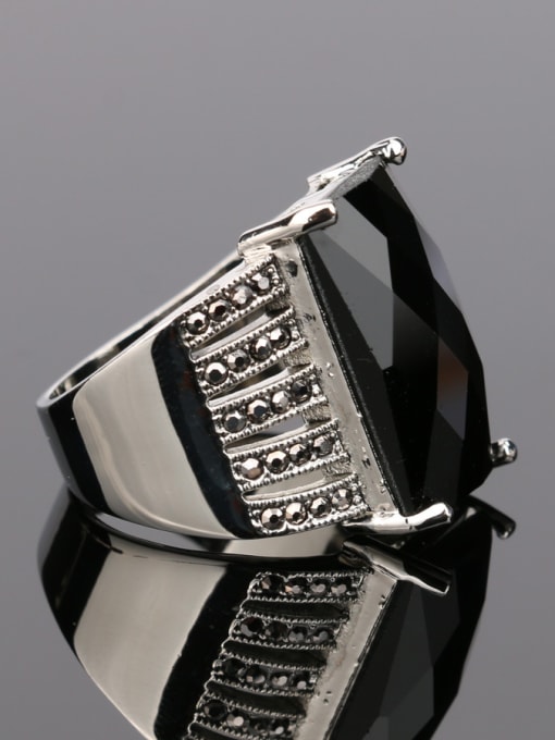 Gujin Fashion Black Resin Stone Rhinestones Alloy Ring 2