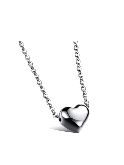 titanium Simple Little Heart shaped Pendant Titanium Necklace