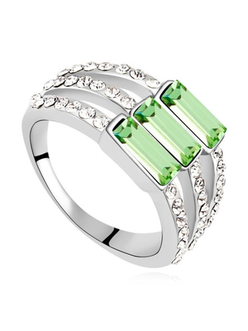 green Simple Three-band austrian Crystals Alloy Ring