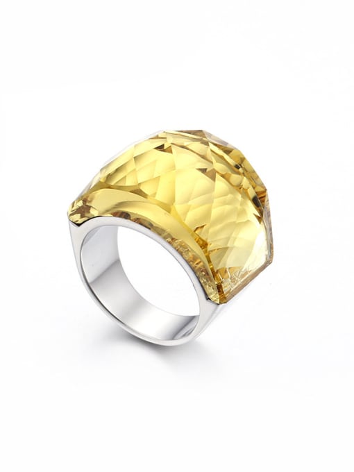 Steel yellow Stainless Steel With White Gold Plated Fashion Party Multistone Rings