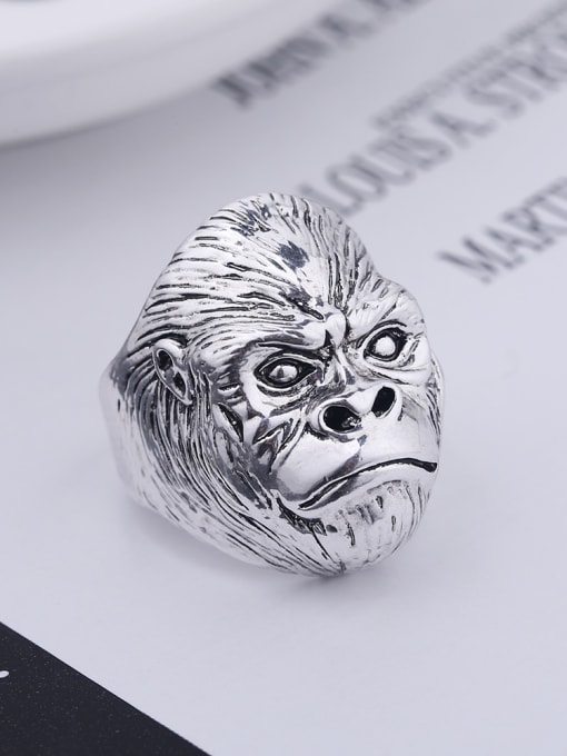 Wei Jia Punk style Antique Silver Plated Orangutan Alloy Ring 1