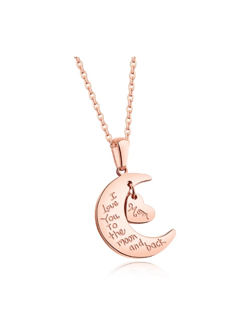 Open Sky Simple Moon Star Rose Gold Plated Titanium Necklace 0