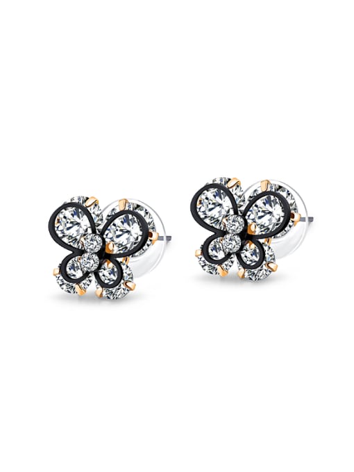 Rose gold Elegant Butterfly Cubic Rhinestones Stud Earrings