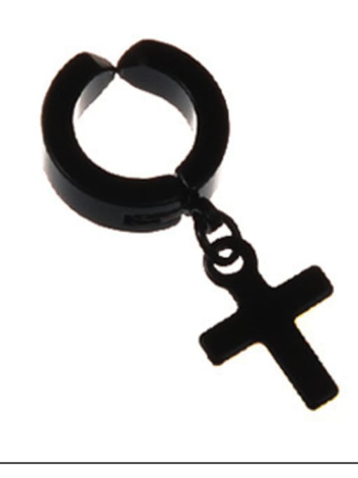 Section 2 Black Cross Stainless Steel With Black Gun Plated Personality Cross Stud Earrings