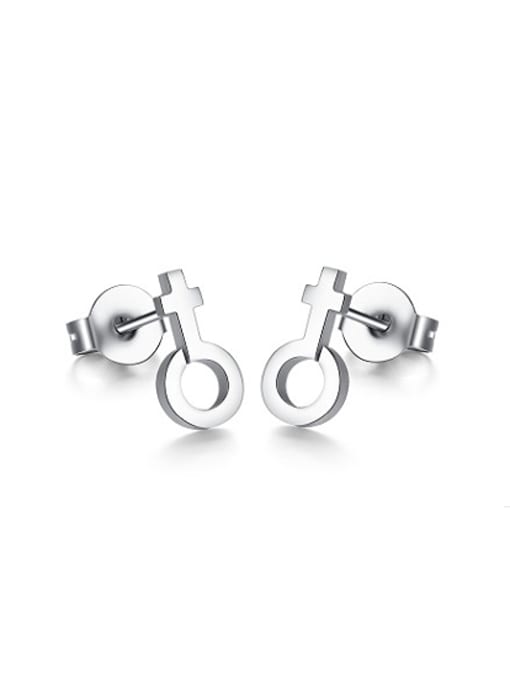 CONG Personality High Polished Geometric Stainless Steel Stud Earrings