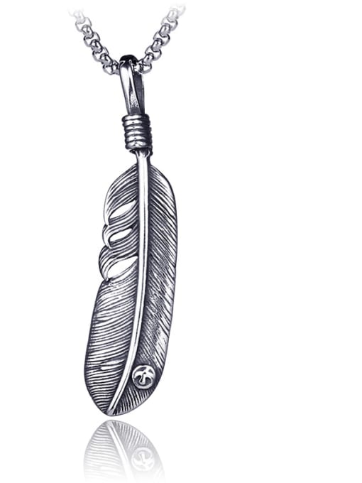 Feathers (without chains) Stainless Steel With Antique Silver Plated Fashion Feather Necklaces