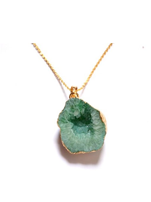 Green Geometrical Natural Crystal Agate Stone Necklace