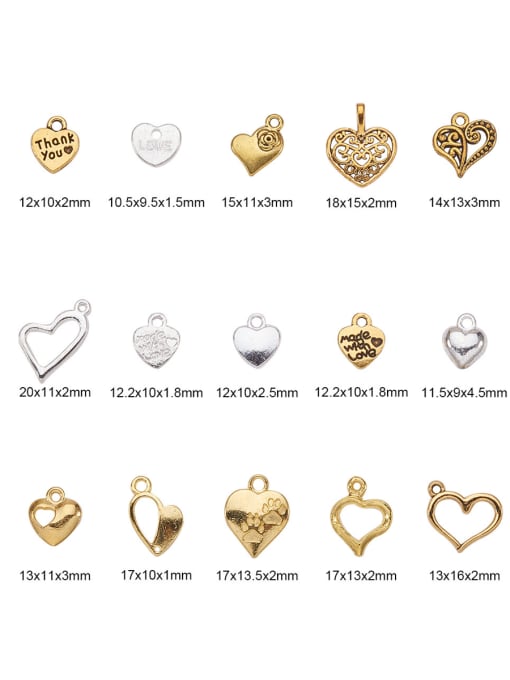 DIY Alloy With Gold Plated Class Heart Charms 2