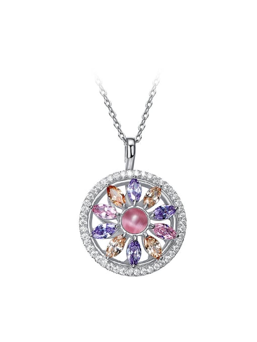 CEIDAI Simple Marquise Zircon Round Silver Necklace