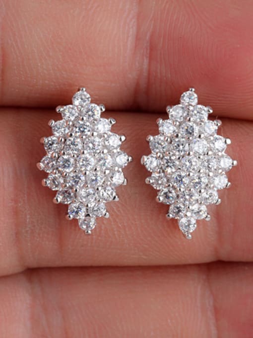 White Diamond Quality Zircon Exquisite Dinner Cluster earring