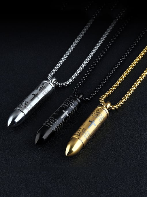 Open Sky Titanium With English letter  Personality Bullet Pendant  Necklaces 3