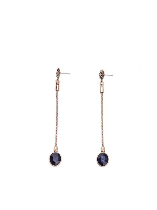 KM Alloy Fashion Simple Artificial Crystal Drop threader earring