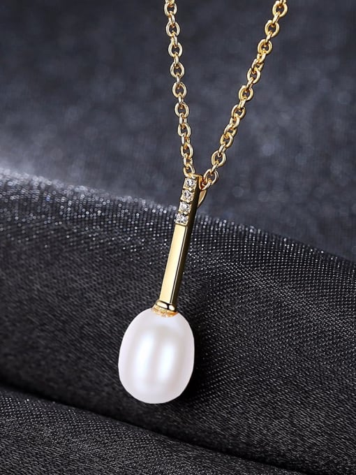CCUI Pure silver 7-8mm natural freshwater pearl with 3A Zircon Necklace 2
