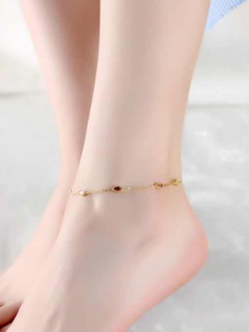 Open Sky 18K Gold Plated Colorful Rhinestones Simple Anklet 1