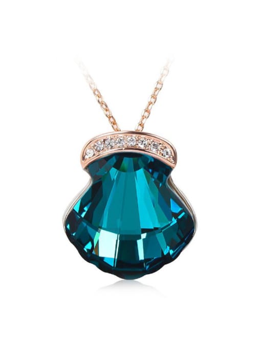 Rose Gold,blue Elegant Women Scallop Crystal Necklace