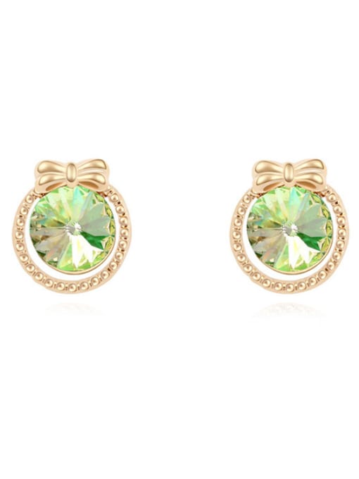 green Fashion Round austrian Crystal Little Bowknot Alloy Stud Earrings