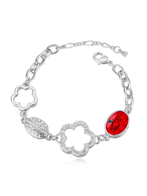 Red Fashion austrian Crystals Flowery Alloy Bracelet