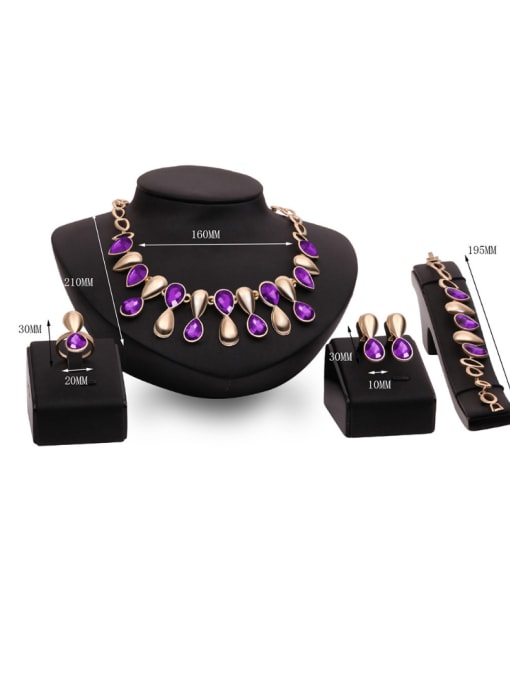 BESTIE 2018 2018 2018 Alloy Imitation-gold Plated Fashion Artificial Stones Four Pieces Jewelry Set 3