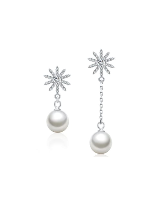 kwan Temperament  Snowflake Pearl Asymmetry Drop Earrings 0