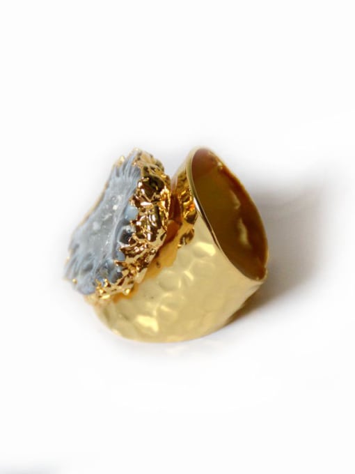 gold Personalized Natural Agate Stone Gold Plated Ring