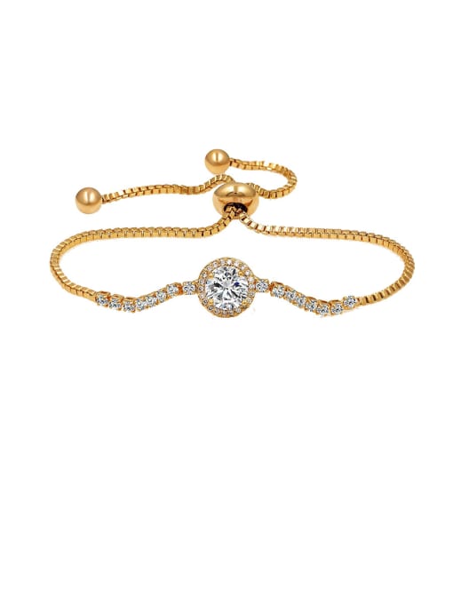 Rose Gold Copper With Cubic Zirconia  Fashion Round adjustable Bracelets