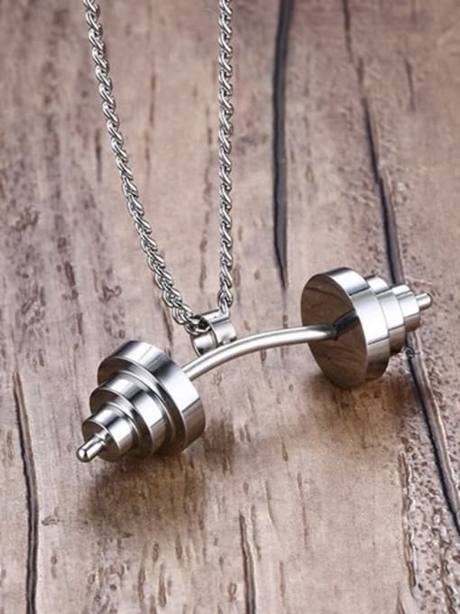 Steel Color Fashion Barbell Men's Accessories Necklace