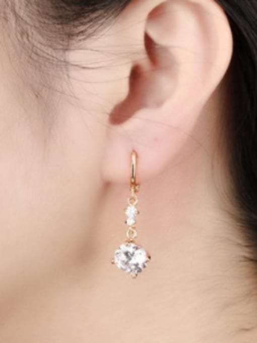 Open Sky Fashion Cubic Zircon Champagne Gold Plated Earrings 1