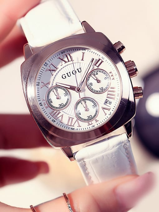 white GUOU Brand Retro Roman Numerals Watch