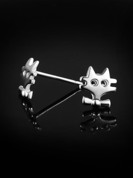 SANTIAGO Tiny Cute Cat 925 Sterling Silver Stud Earrings 1