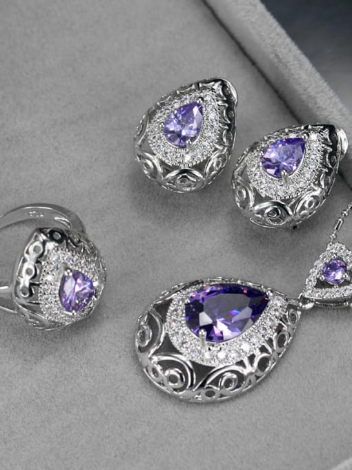 Violet Ring 8 Yards Retro Wedding Accessories Color Jewelry Set