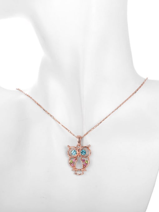 OUXI Personalized Hollow Owl Rhinestones Necklace 1