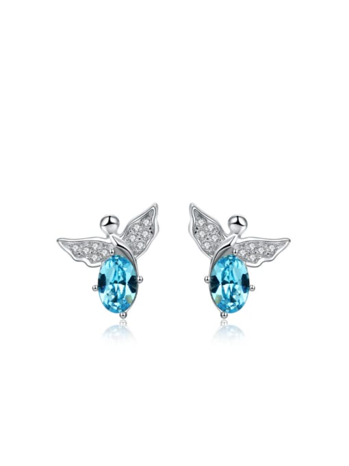 kwan Lovely Small Angel Crystal Stud Earrings 0
