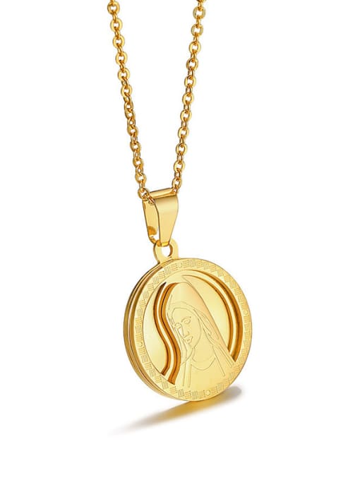 Little gold Stainless Steel Fashion Coin Portrait  Necklaces