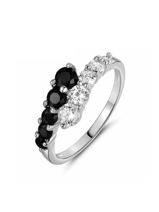 KENYON Elegant Cubic White Black Zirconias Copper Ring 1