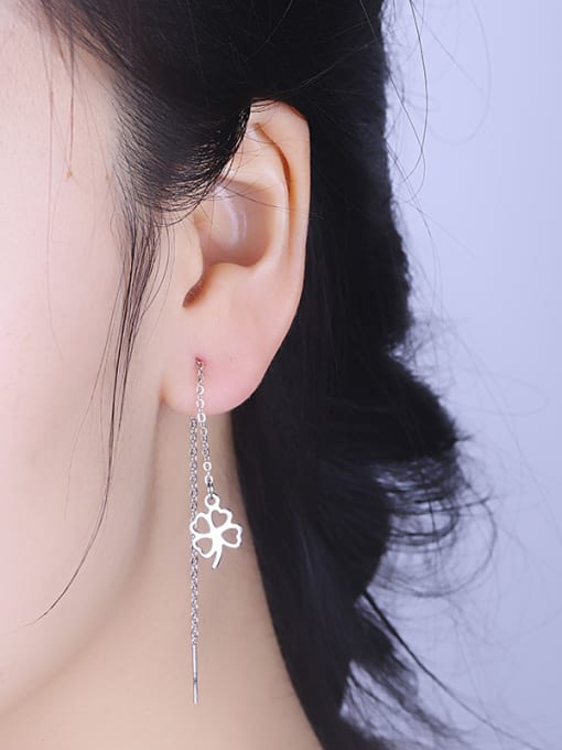 One Silver Charming Flower Shaped Line Earrings 1