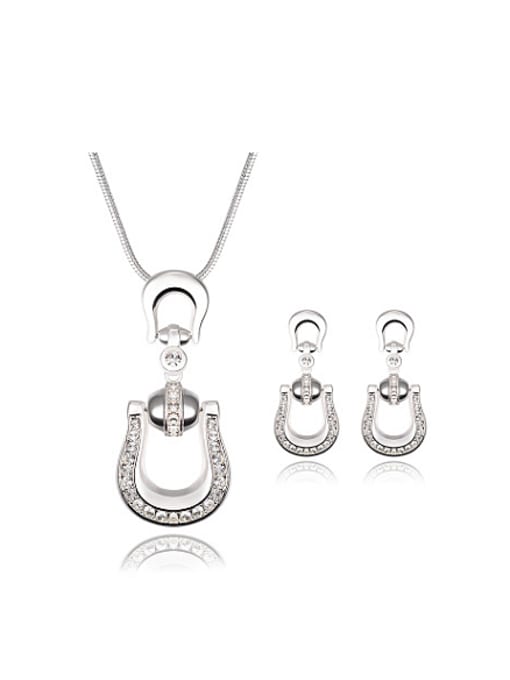 BESTIE Alloy White Gold Plated Fashion Rhinestones Two Pieces Jewelry Set 0