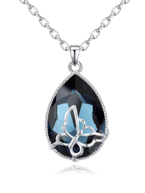 royal blue Water Drop austrian Crystals Pendant Alloy Necklace