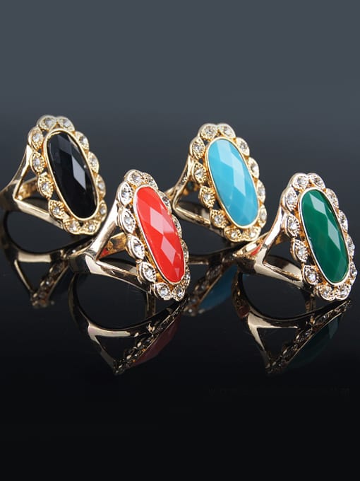 Gujin Retro Noble style Oval Resin stone Crystals Alloy Ring 3