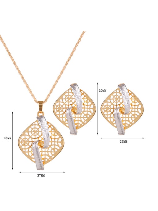 BESTIE Alloy Imitation-gold Plated Fashion Hollow Square Two Pieces Jewelry Set 3