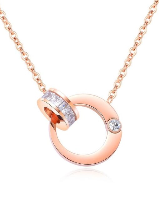 Open Sky Stainless Steel With Rose Gold Plated Fashion Round Necklaces 0