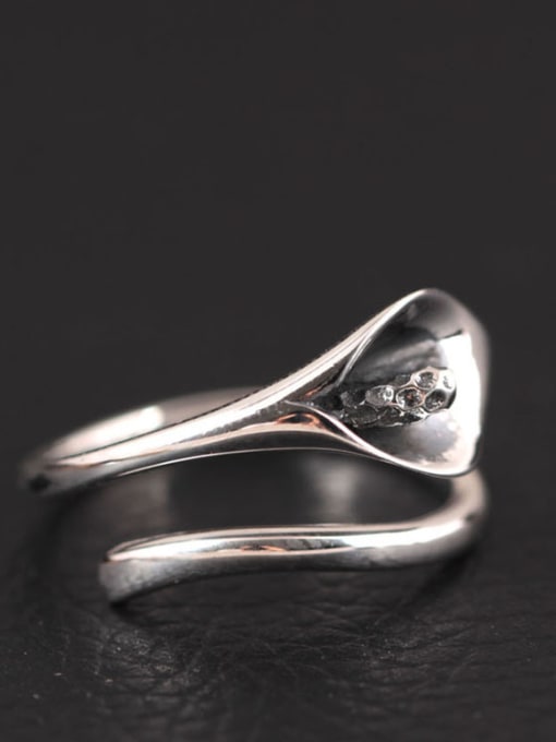 SILVER MI S925 Silver Common Callalily Opening Ring 2